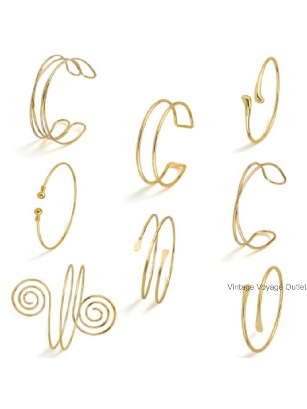 8PCS Adjustable Upper Arm Cuff Bracelets Alloy Boho Festival Jewelry Set